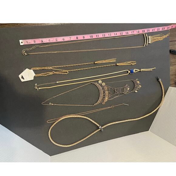 NWOT 6 Lariat Snake Long Gold Tone Rhinestone Statement Necklaces - Picture 12 of 12